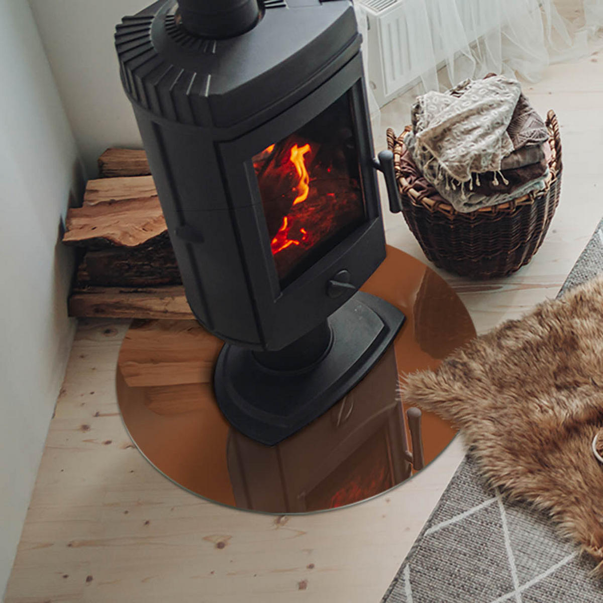 GLASPLATTE für Kamin Ø 60 cm Braun - Braun, Glas (60/60/0.4cm) - ArtPrintCave