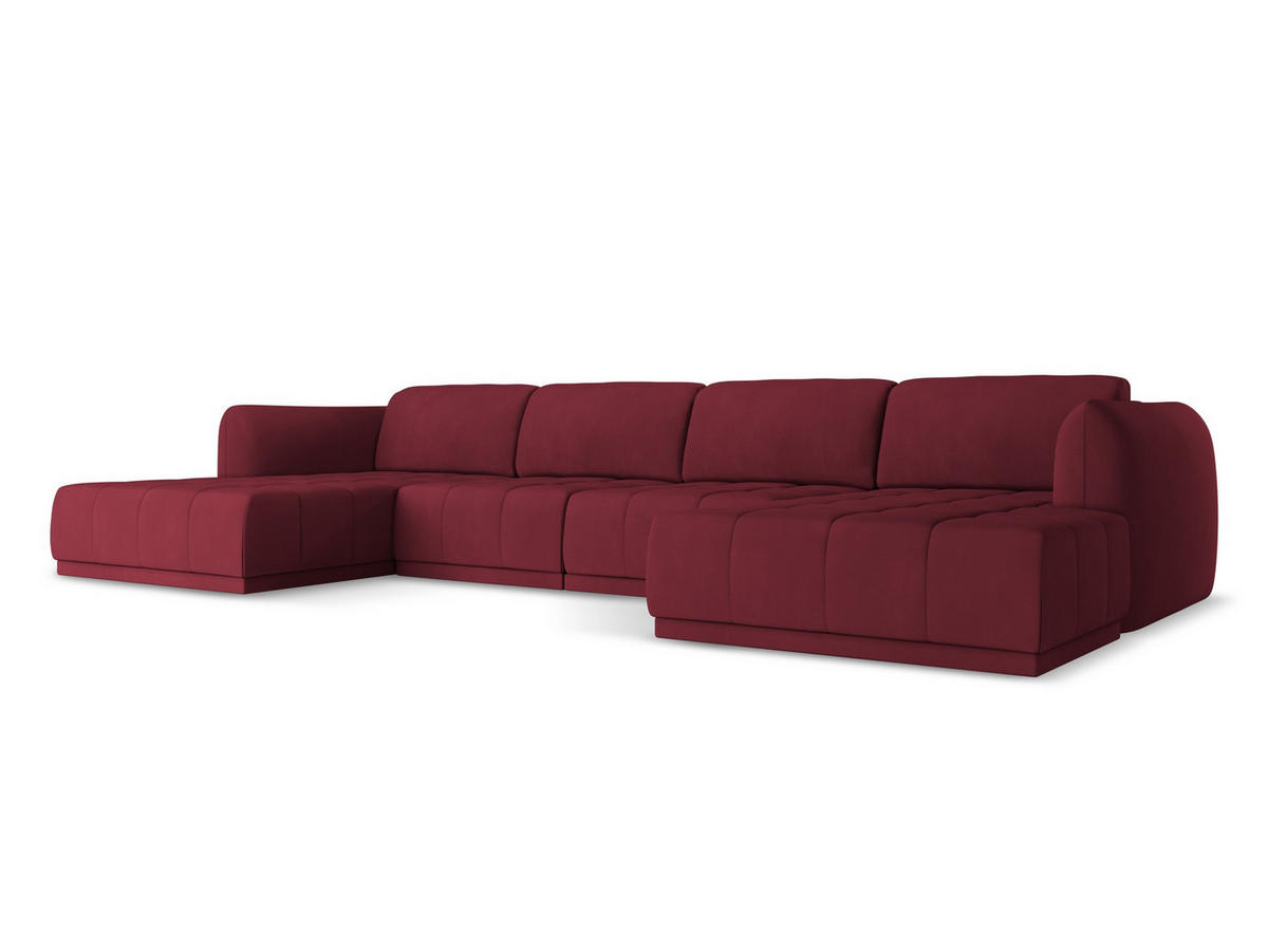 WOHNLANDSCHAFT Chenille Stoff Rot - Rot/Weinrot, Kunststoff/Textil (370/74/170cm) - Makamii