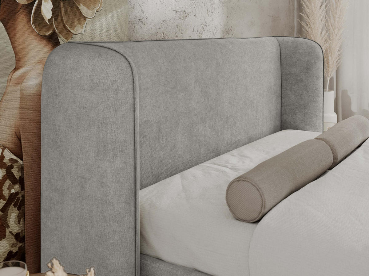 POLSTERBETT EMORA CLASSIC DUO 200/200 - Hellgrau Strukture - Pocket-Matratze - Hellgrau, Textil (200/200cm) - MKS