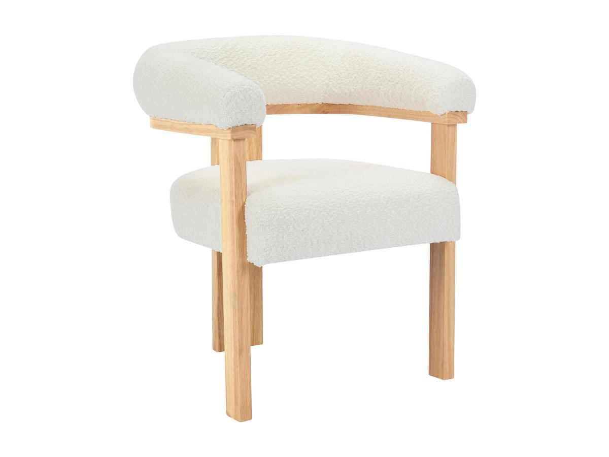 STUHL mit Armlehnen - Bouclé-Stoff & Kautschukholz - Weiß & Holzfarben - LIVELIA - Naturfarben, Textil (60/78/64cm) - Pascal Morabito