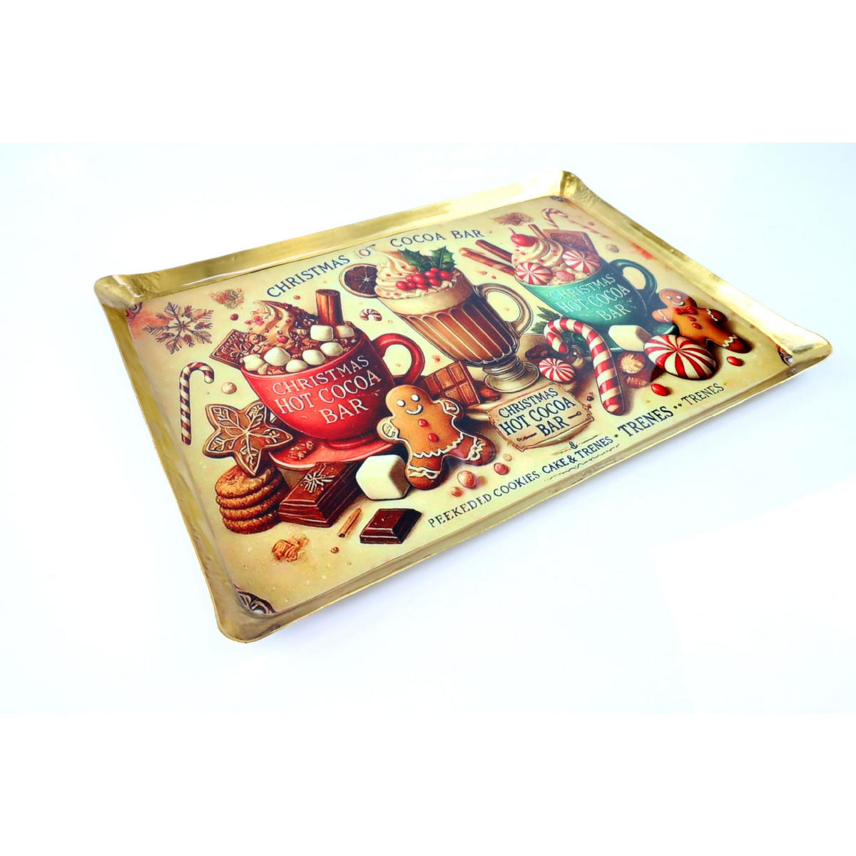 DEKOTELLER & -TABLETTS Christmas Cocoa Bar 23/35/1,5 cm - Multicolor, Metall (1.5cm) - FURNARO