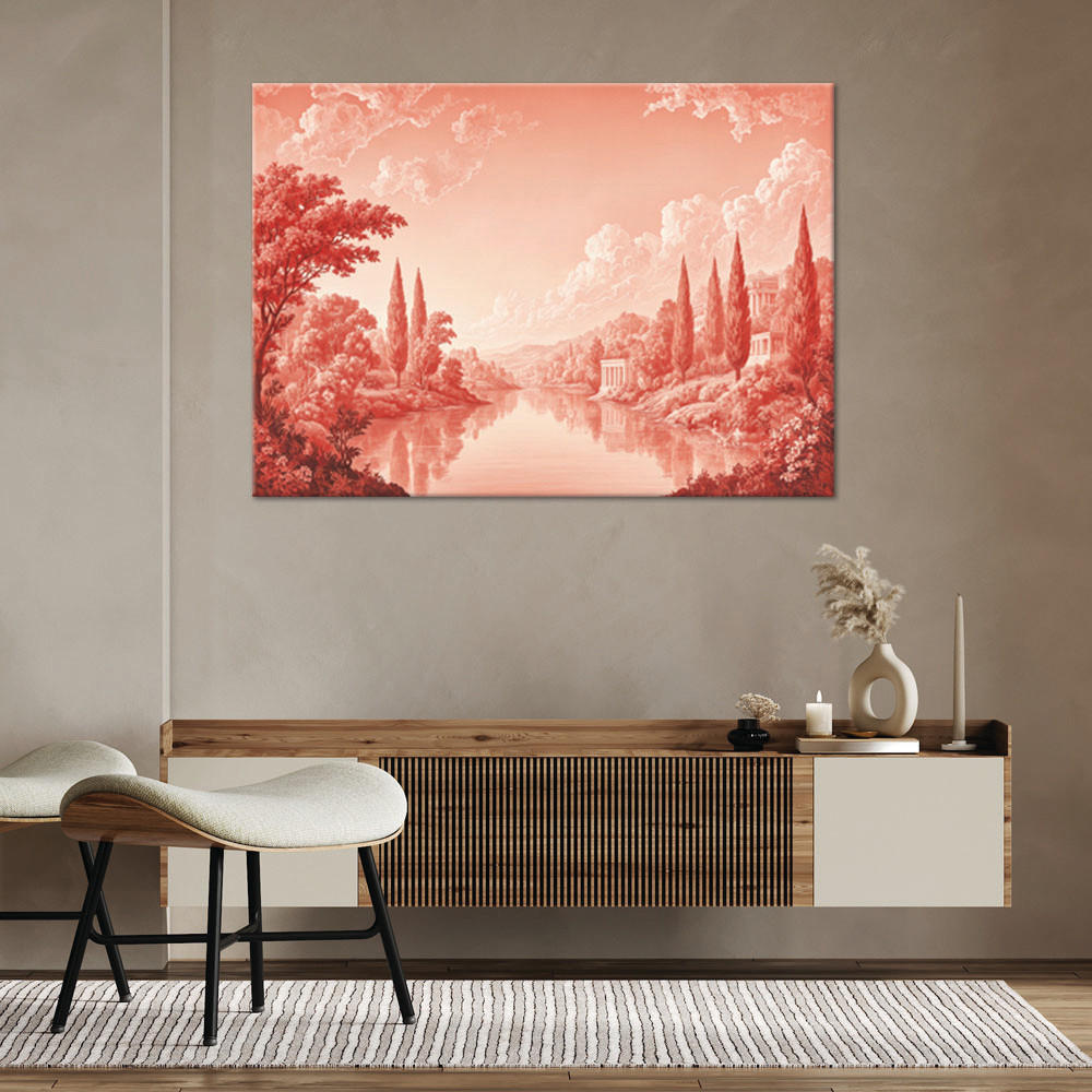 WANDBILD roter see landschaft - Rot, Textil (60/40cm) - Feeby