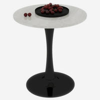 KONFERENČNÍ stolek z umělého mramoru, průměr 70 cm, černo-bílý - černá, kámen (70/70/72cm) - BEAOK