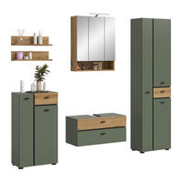 BADEZIMMER inkl. Beleuchtung Azur 6-tlg. (B/H/T: ca. 207/191/35 cm) in Sage Green/Sage Green - Grün, Holzwerkstoff (207/191/35cm)
