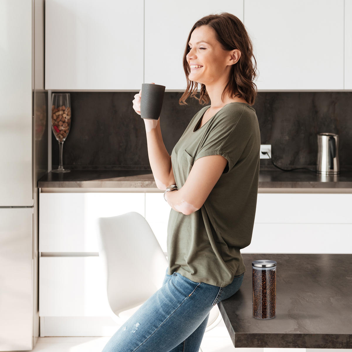 3xVORRATSGLAS - Transparent, Glas/Kunststoff (9.5/22/9.5cm) - Relaxdays