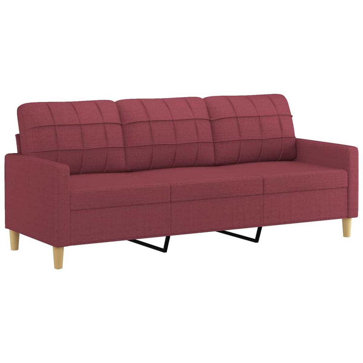 SOFAGARNITUR 3-TLG. Mit Kissen Weinrot Stoff - Rot, Textil (77/80/78cm) - vidaXL