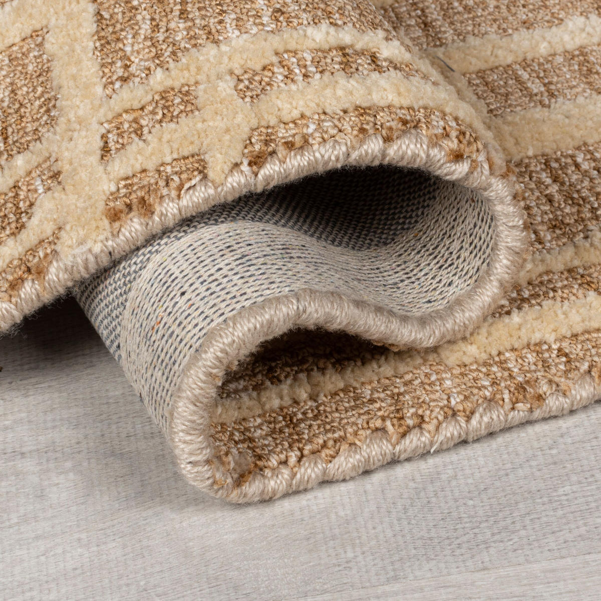 TEPPICH Kurzflor Labyrinth Muster, Geometrisch, Wohnzimmer Senfgelb Rechteckig 160x230 - Goldfarben, Textil (230/160cm) - KADIMA DESIGN