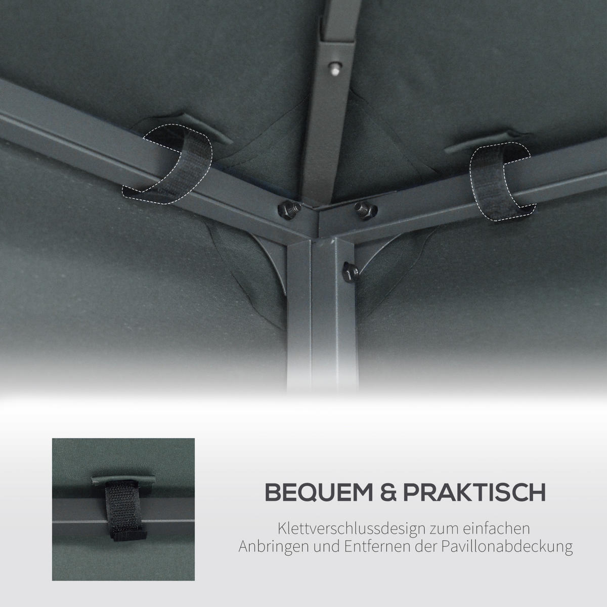 ERSATZDACH 300/300 cm als Doppeldach, wasserabweisend und UV-Schutz, Grau - Grau, Textil (300/18/300cm) - Redom