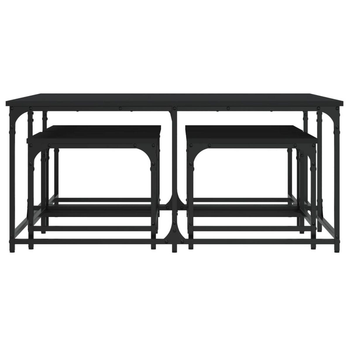 SATZTISCHE 5 Stk. Schwarz Holzwerkstoff - Schwarz, Holzwerkstoff (100/100/45cm) - furnicato