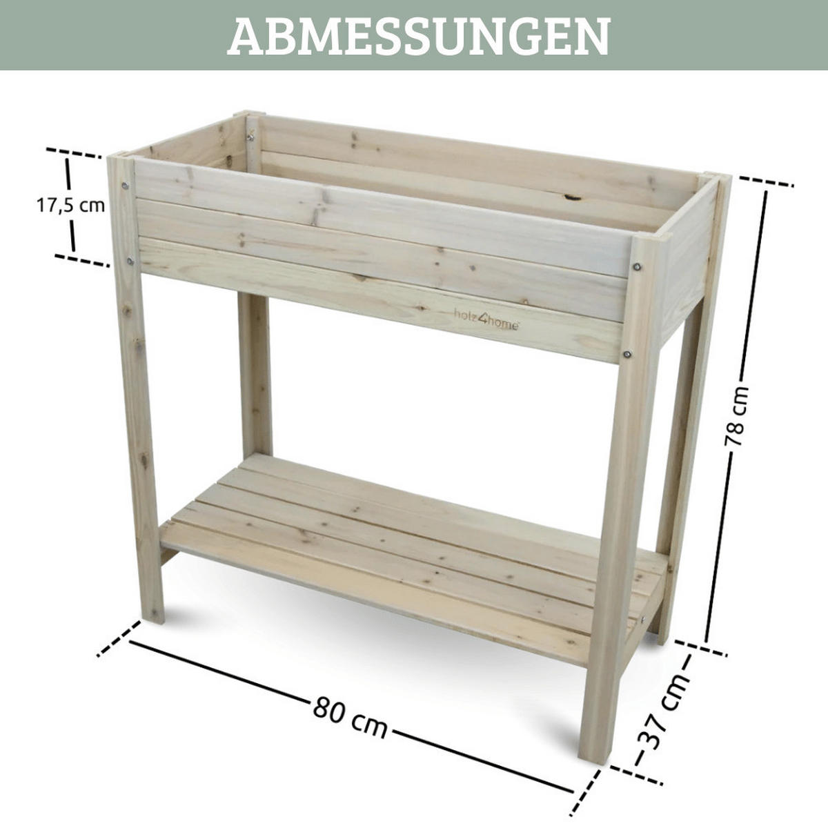 HOCHBEET Balkon Holz KLEO Inkl. Vlies Grauweiß - Grau, Holz (80/78/37cm) - DELUKE