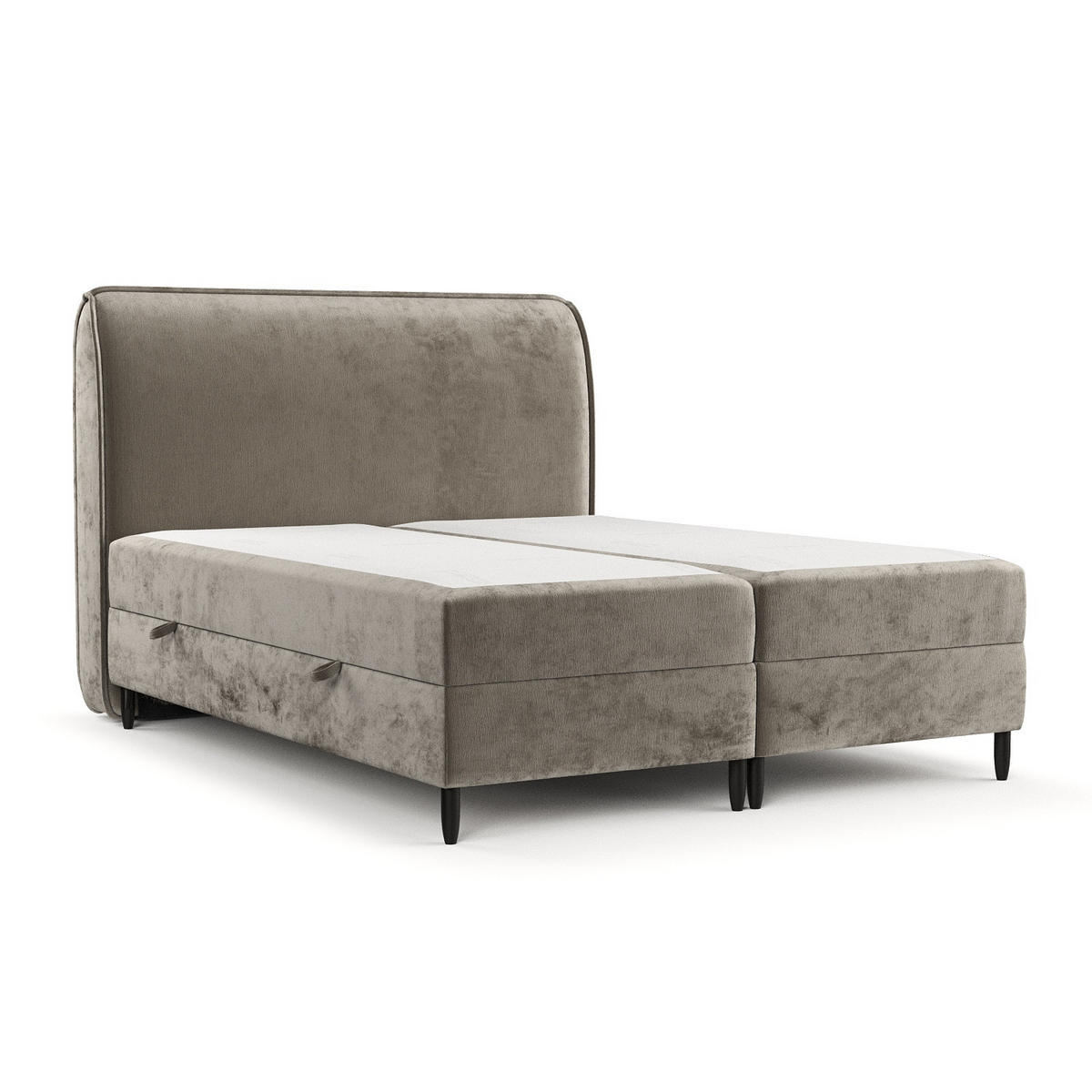 BOXBETT Lunaro 160/200 cm Beige im Lotta Stoff - Beige/Schwarz, Holz/Holzwerkstoff (160/200cm) - AltaBeds