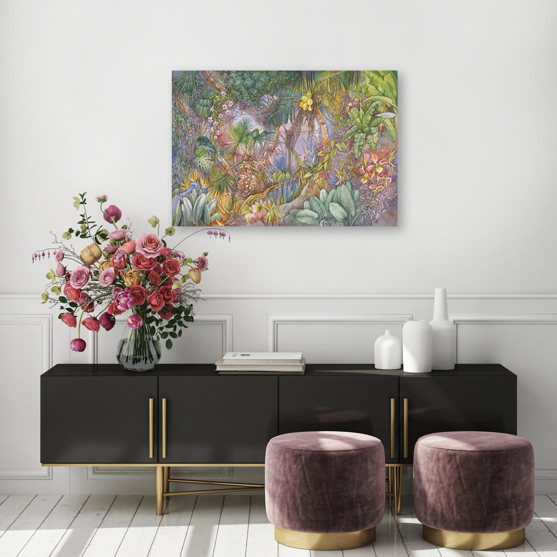 WANDBILD tiefer dschungel - Multicolor, Textil (60/40cm) - Feeby