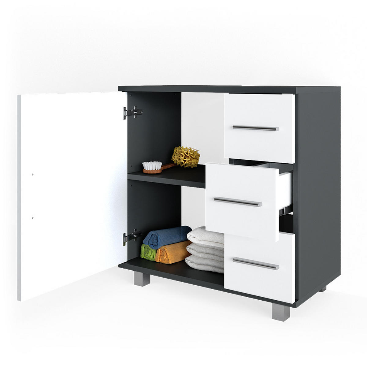WASCHBECKENUNTERSCHRANK Ilias Anthrazit 60 x 60 cm - Anthrazit, Holzwerkstoff (60/60.8/33cm) - Vicco