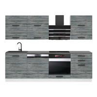 KÜCHENZEILE Madison 240 cm, ohne Arbeitsplatten, Glamour Wood - Grau, Holz (240/204/60cm) - B BELINI GROUP