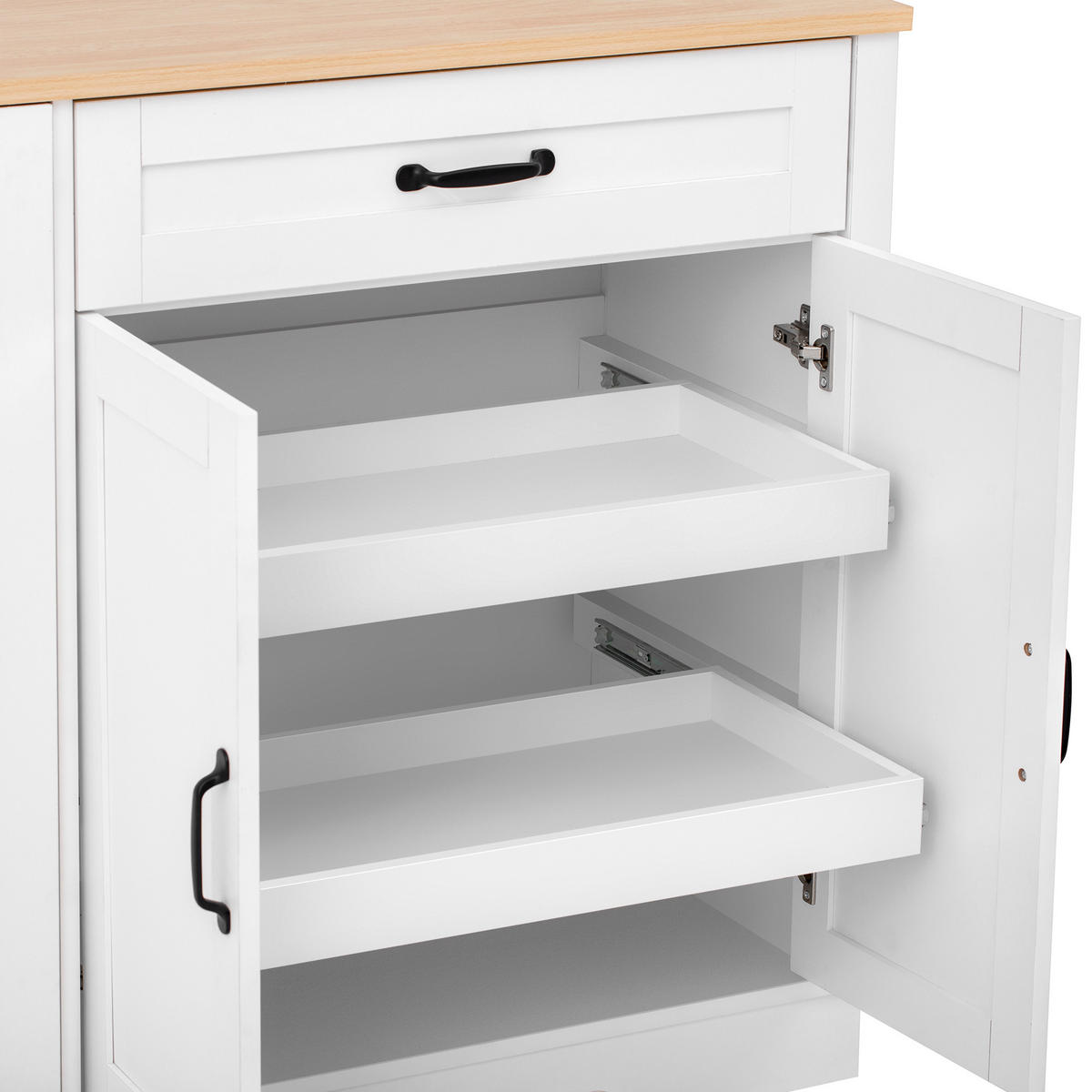 SIDEBOARD in Weiß Buffet mit 3 Türen und Schublade für Esszimmer, Wohnzimmer und Küche, B115/T40/H87 cm - Weiß, Holzwerkstoff/Metall (115/87/40cm) - STILVORA
