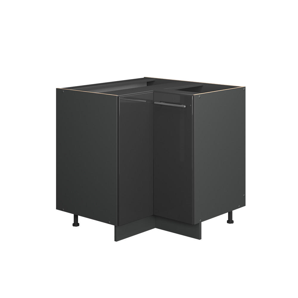HÖRNUNDERSKÅP Fame-Line Antracit högblank 80.5 cm , AP Oak Svart högglans, Antracit 82/80.5/60 cm