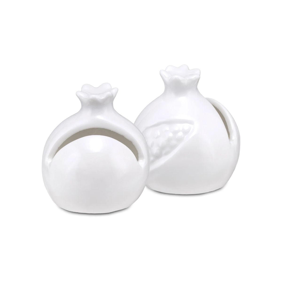 PLATZKARTENHALTER 2er Set "Segnaposto Melograno" Fattoria 4,5 x 5 cm - Weiß, Keramik (4.5/5/4.5cm) - La Porcellana Bianca