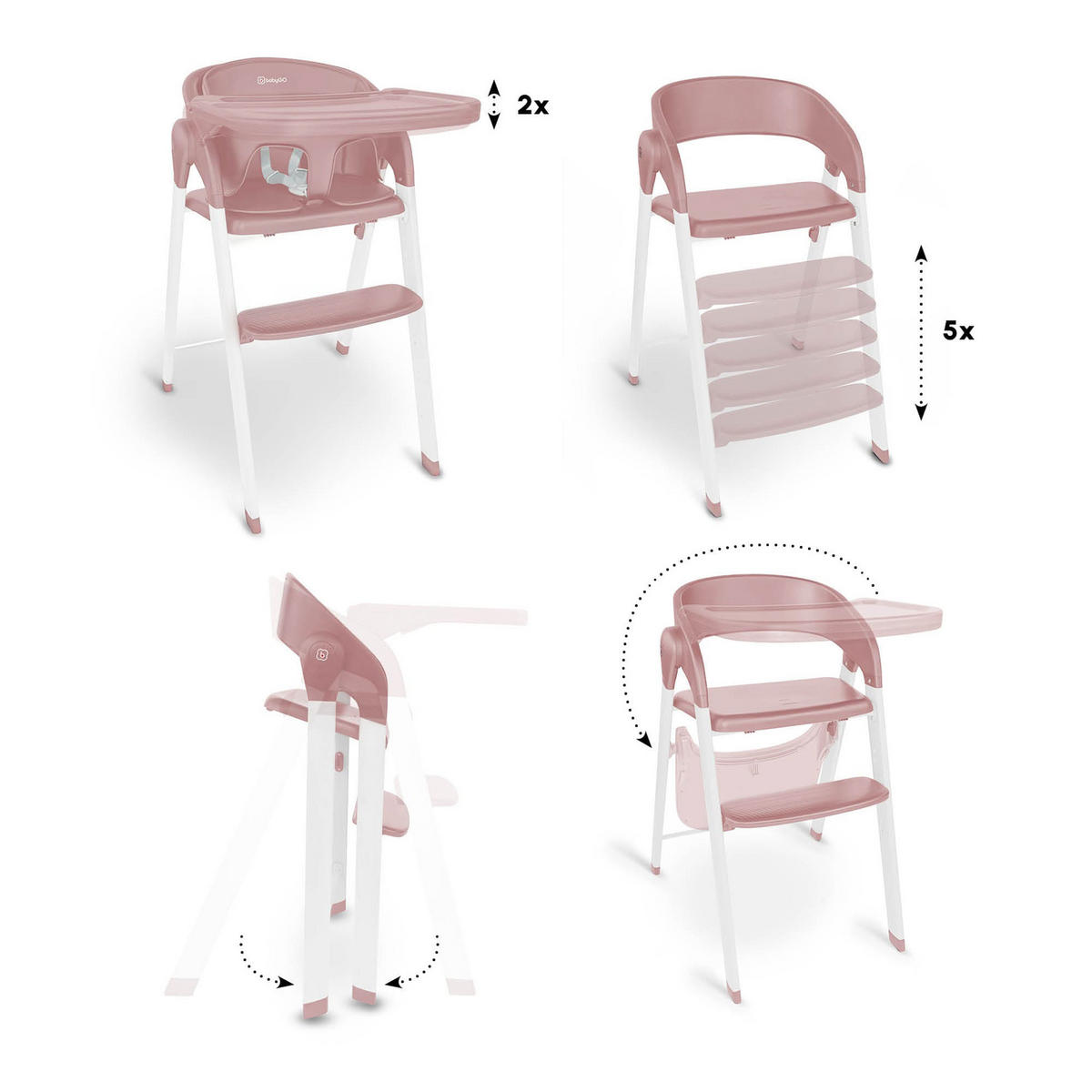 HOCHSTUHL Levels - Rosa, Metall (44/88/63cm) - BabyGo
