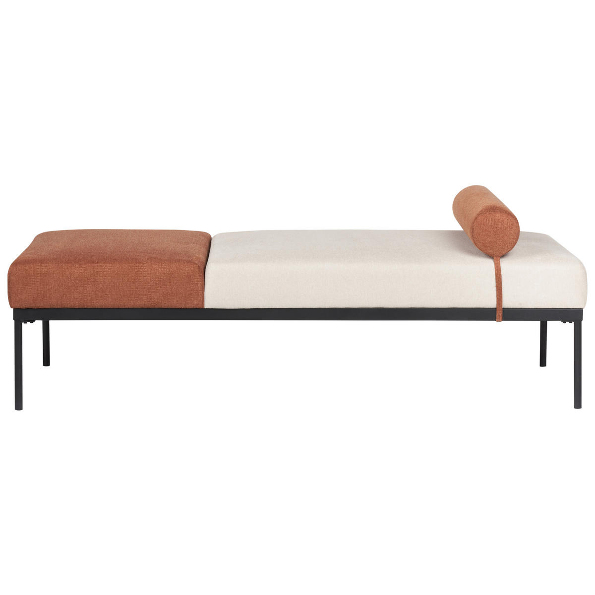 ČALOUNĚNÉ LEHÁTKO CHAISE LONGUE Umělý len Zlatohnědé Malmos - černá/zlatá, textil (172/47/73cm) - Beliani