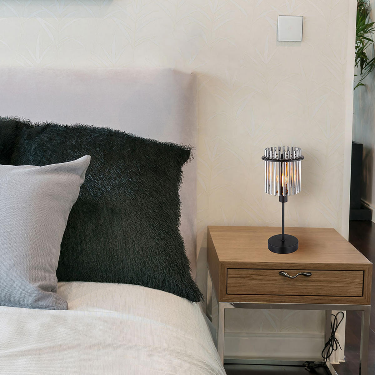 LED TISCHLEUCHTE Gorley Metall Grau - Grau, Glas (15/15/37.5cm) - Globo Lighting