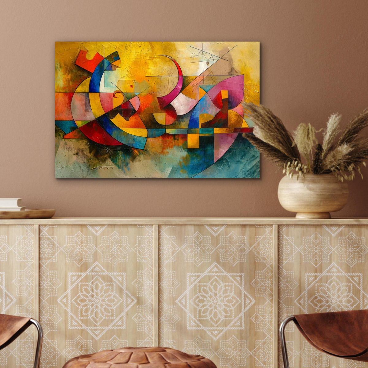 METALLBILD Kunst - Abstrakt - Modern 60x40 cm - Gelb, Metall (60/40cm) - MuchoWow