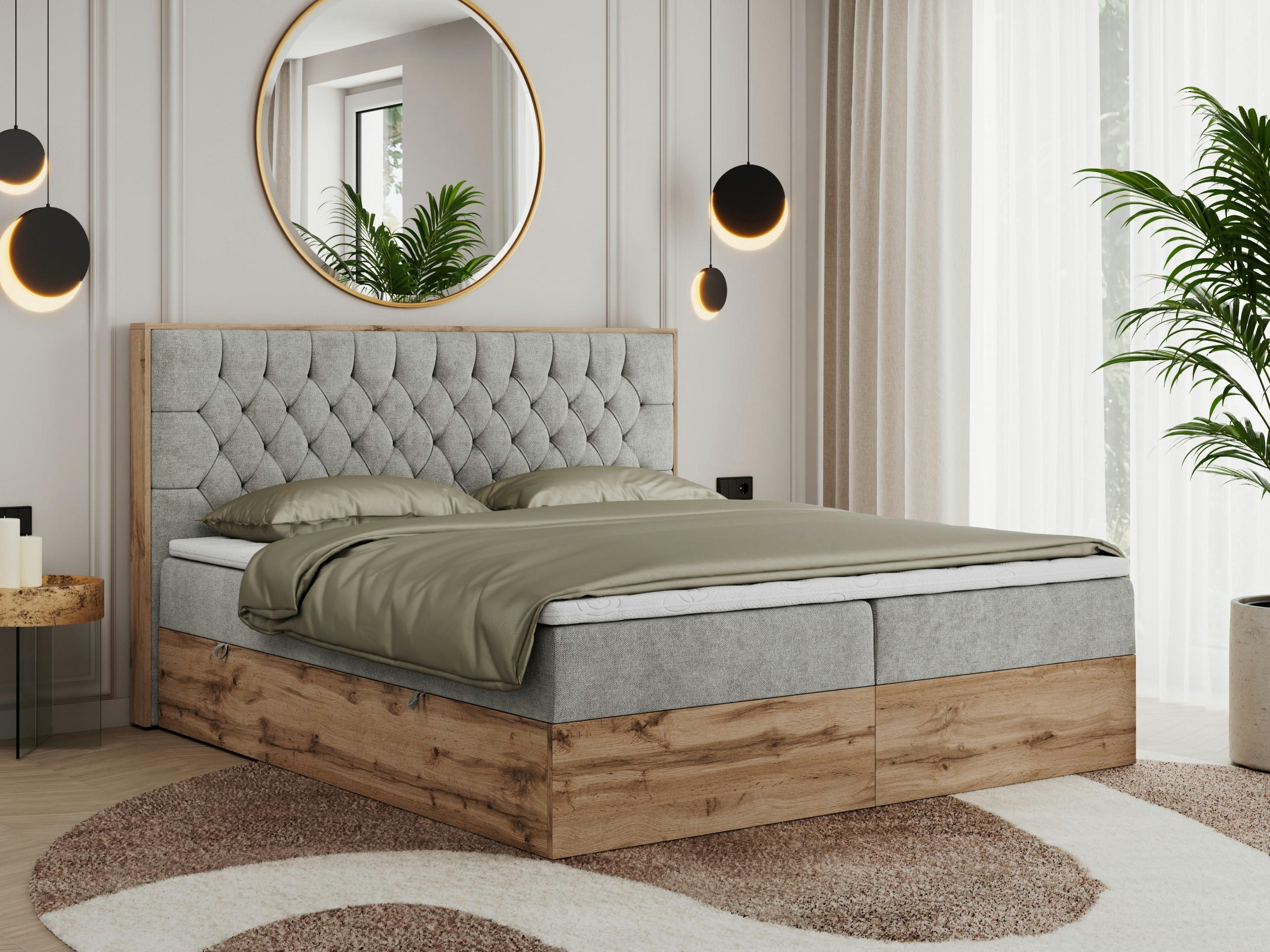 BOXBETT AMORE 140/200 Hellgrau Struktur - H3 - Hellgrau, Holz/Textil (140/200cm) - MKS