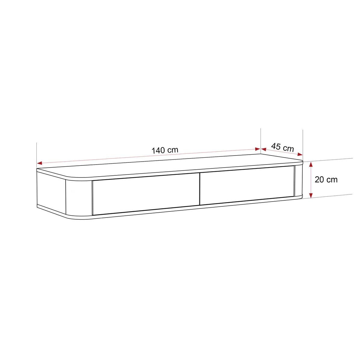 WANDKONSOLE LUNA 140 cm, mit 2 Schubladen, Kaschmir - Kaschmir, Holzwerkstoff (140/20/45cm) - Idohome