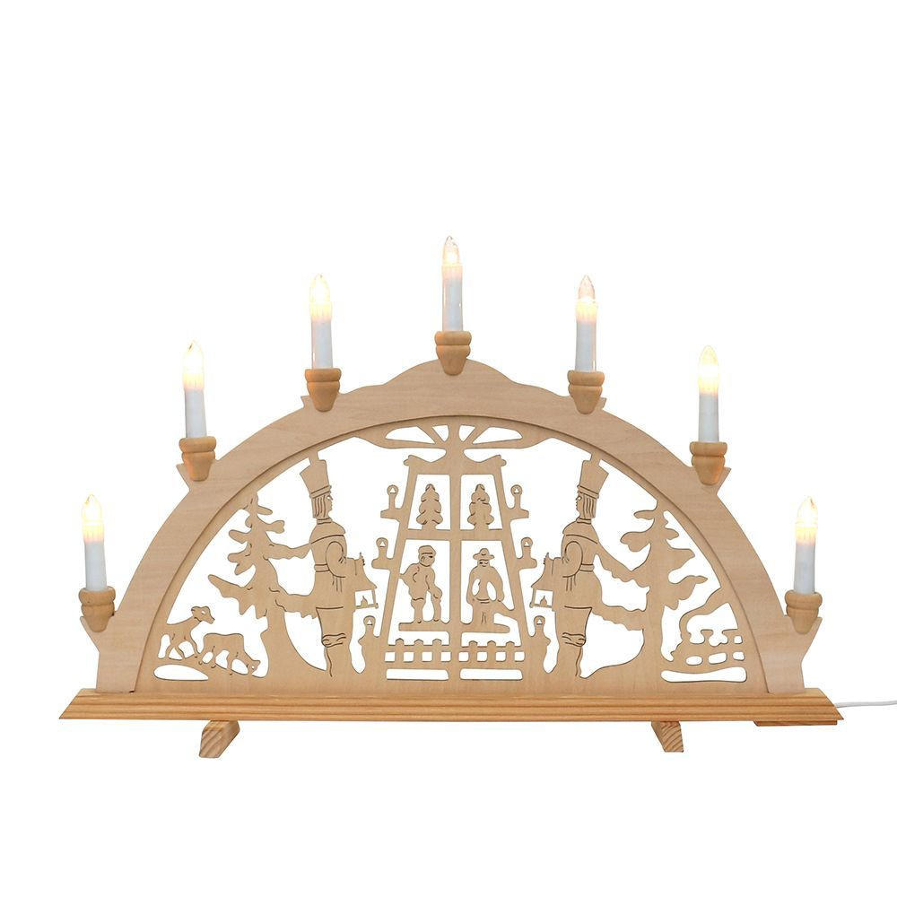 SCHWIBBOGEN Pyramide Bergmänner 7-flammig - Multicolor, Holz (0.1/1/0.1cm) - Dekoteam24