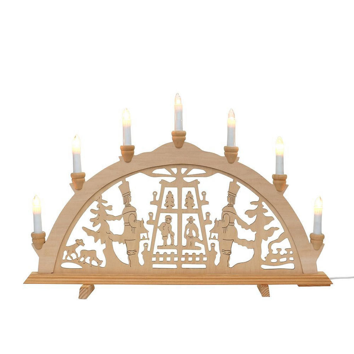 SCHWIBBOGEN Pyramide Bergmänner 7-flammig - Multicolor, Holz (0.1/1/0.1cm) - Dekoteam24