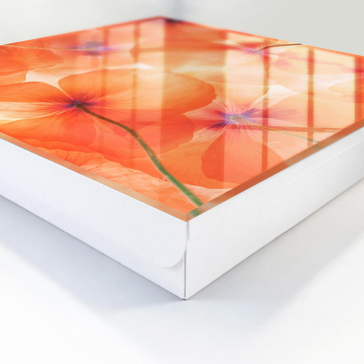 SCHLÜSSELBOX Weiß 30x30 cm – Türöffnung nach rechts - Blumenekstase - Orange, Metall (30/30/5cm) - TULUP