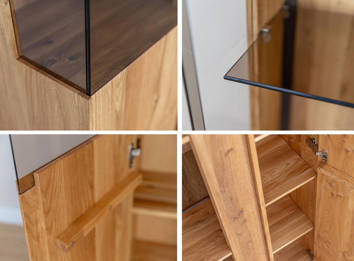 VITRINE Collodi Wildeiche Natur 84,5 / 37 / 205cm - Wildeiche, Holz (84.5/205/37cm) - Feldmann-Wohnen