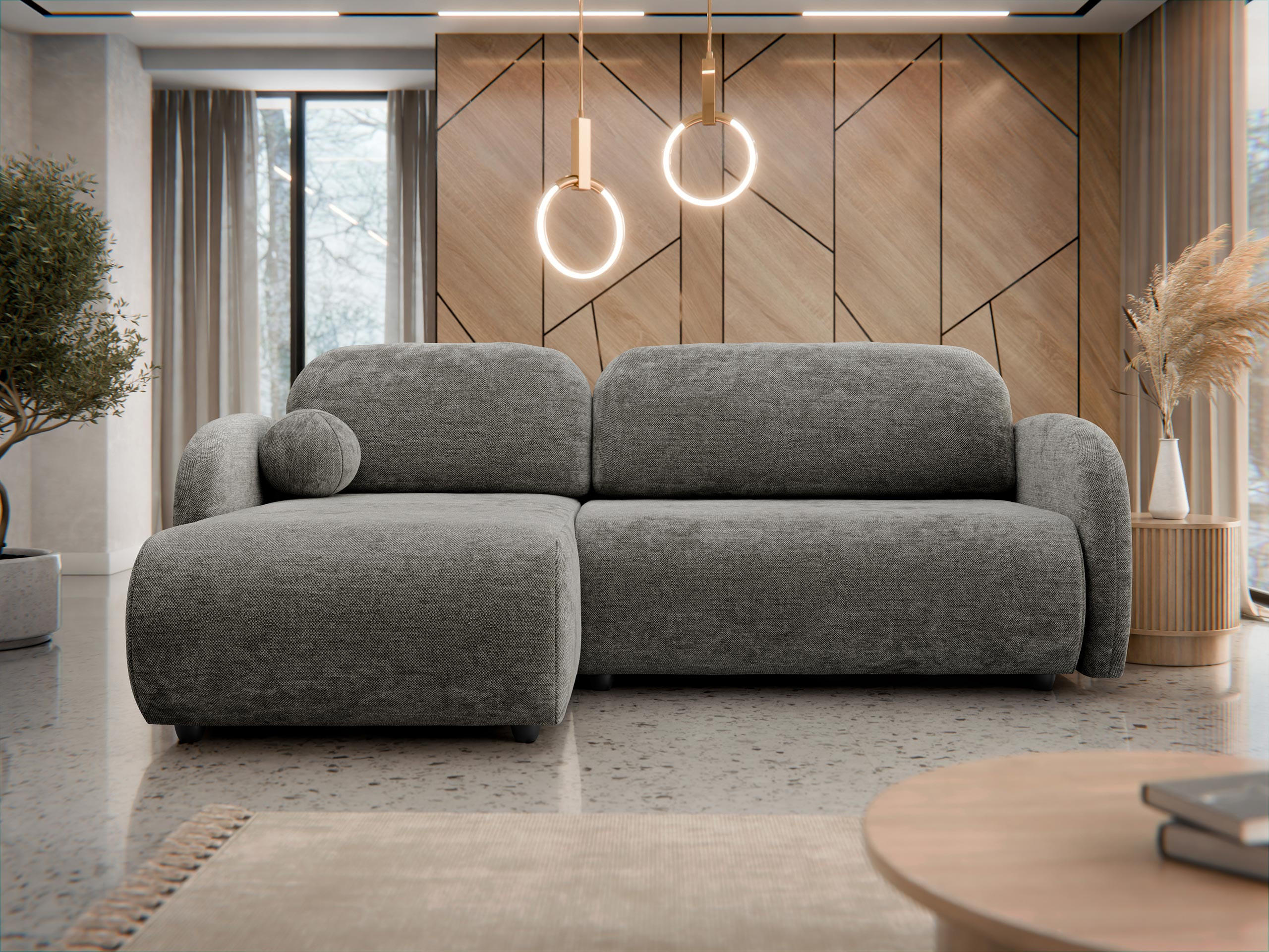 ECKSOFA Dream L - Schwarz/Braun, Holz/Kunststoff (233/160cm) - MIRJAN24