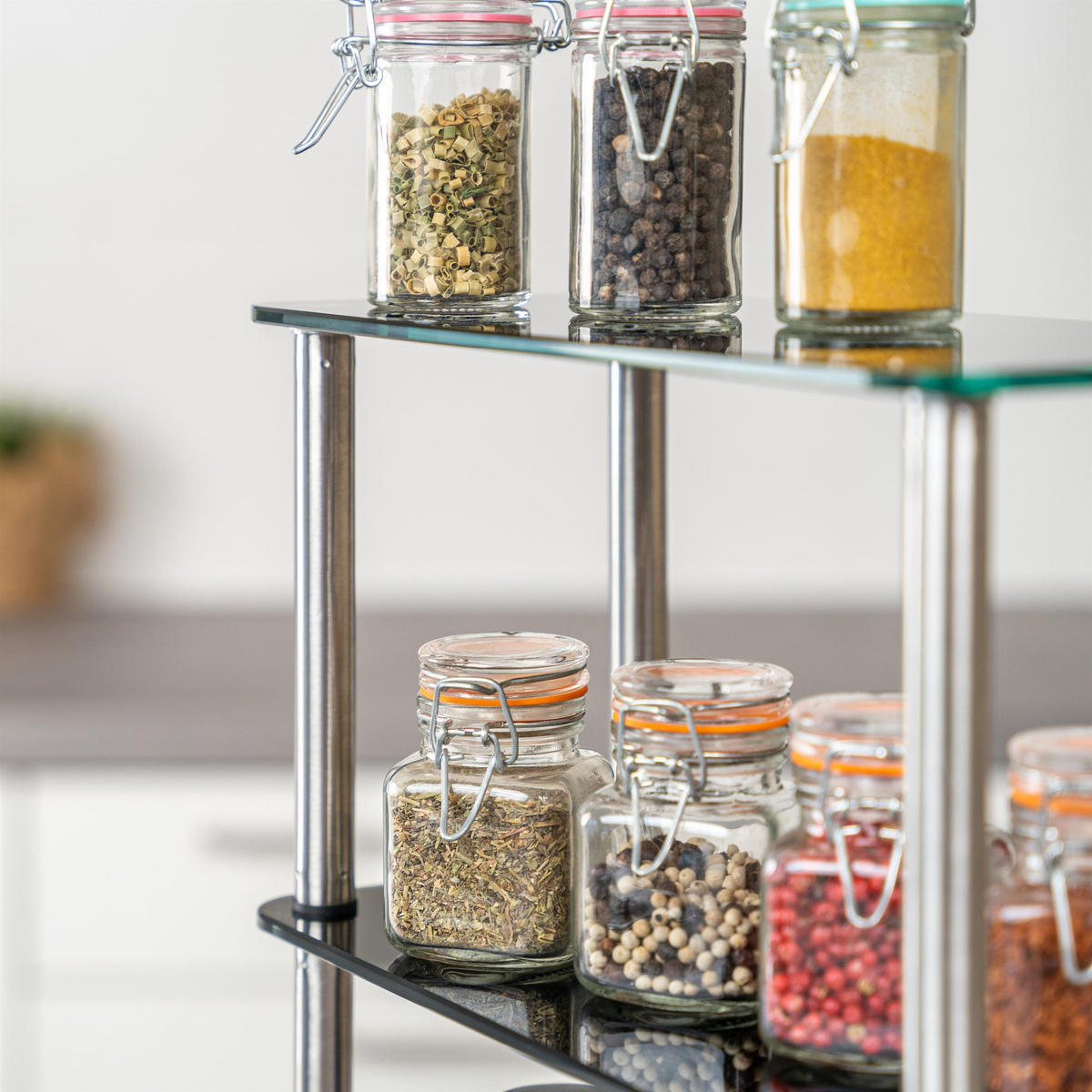 GLAS-KÜCHENREGAL schwarz - Schwarz, Glas (32/33/14cm) - bremermann