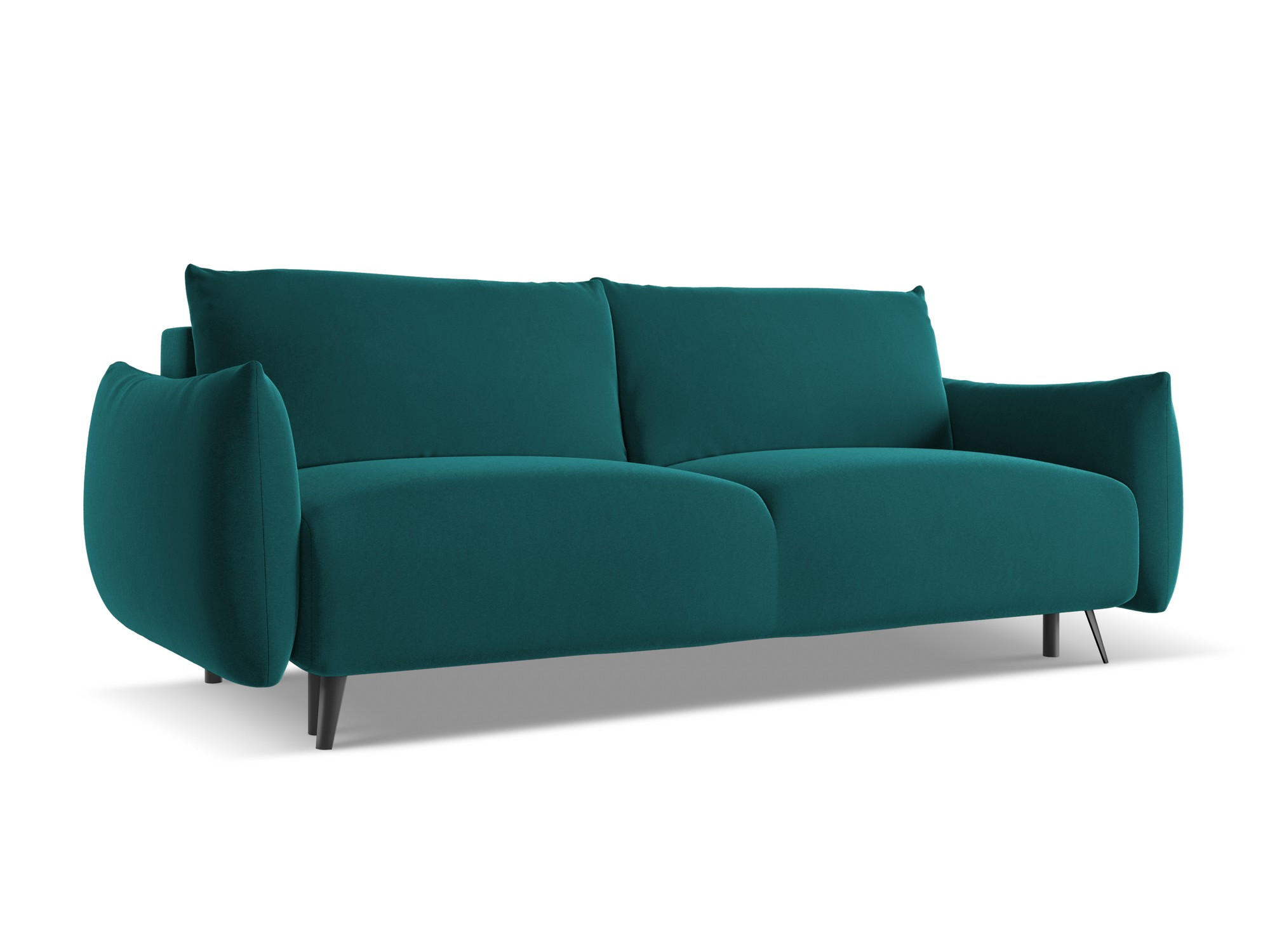 3-SITZER SOFA mit Schlaffunktion Samt Stoff Blau - Blau/Petrol, Textil/Metall (230/86/105cm) - Makamii