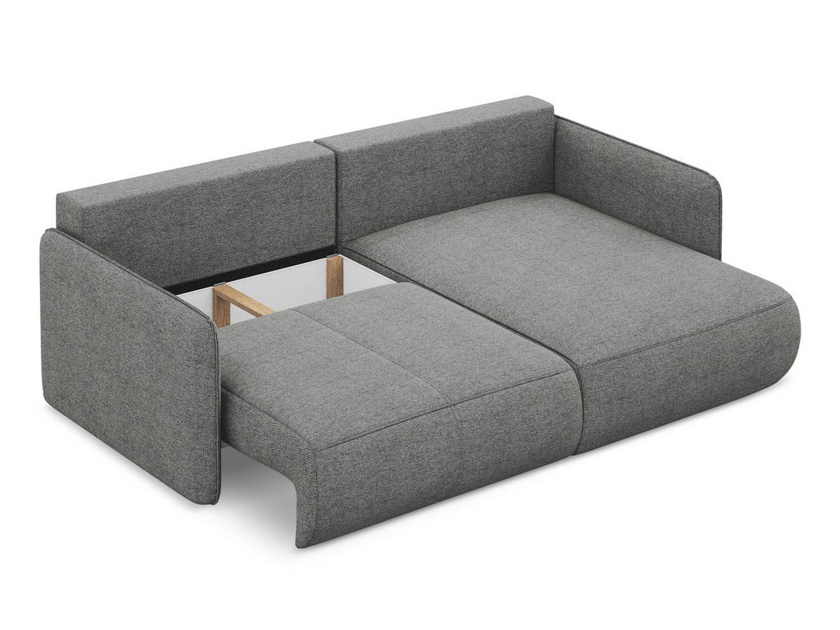 ECKSOFA mit Schlaffunktion Chenille Stoff Grau - Schieferfarben/Schwarz, Kunststoff/Textil (207/148cm) - Makamii