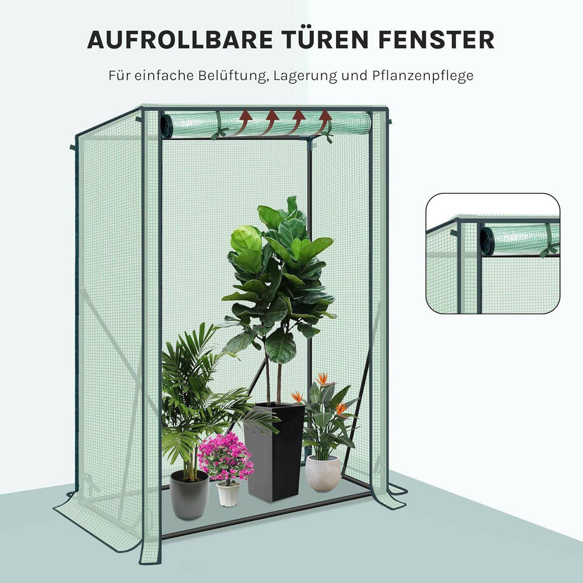 FOLIENGEWÄCHSHAUS, PE-reissfeste, 100x50x150/136 cm - Grün, Textil/Metall (100/150/50cm) - Woltu