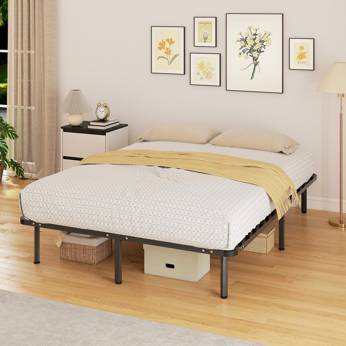 BETT 140x190 cm DE-14633 mit Stauraum, industriell Schwarz - Schwarz, Metall (140/190cm) - ComfortXL