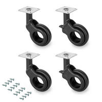 ROLLEN Hole 2 mit Montageplatte, Durchmesser 60mm, Stahl und Kunststoff, Schwarz lackiert 4er-set - Schwarz, Metall (12/12/18.5cm) - EMUCA