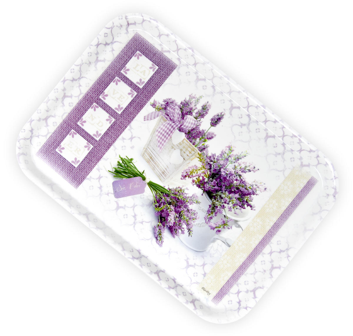 TABLETT Lavendeltraum, rechteckige Melamin Serviertablett 38x26 cm - Flieder, Kunststoff (26/2/38cm) - Lashuma
