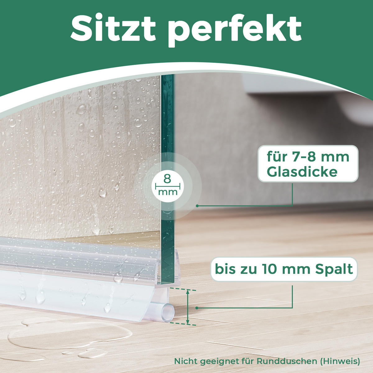 DUSCHDICHTUNG 80 cm für Duschtüren 7–8 mm transparent zuschneidbar - Transparent, Kunststoff (80/2.2cm) - S'AFIELINA