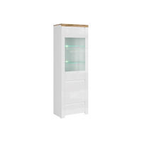 VITRINENSCHRANK DAMINO teilweise verglast, weiß - Eiche Wotan/Weiß, Holz (68/202/42cm) - KONSIMO®