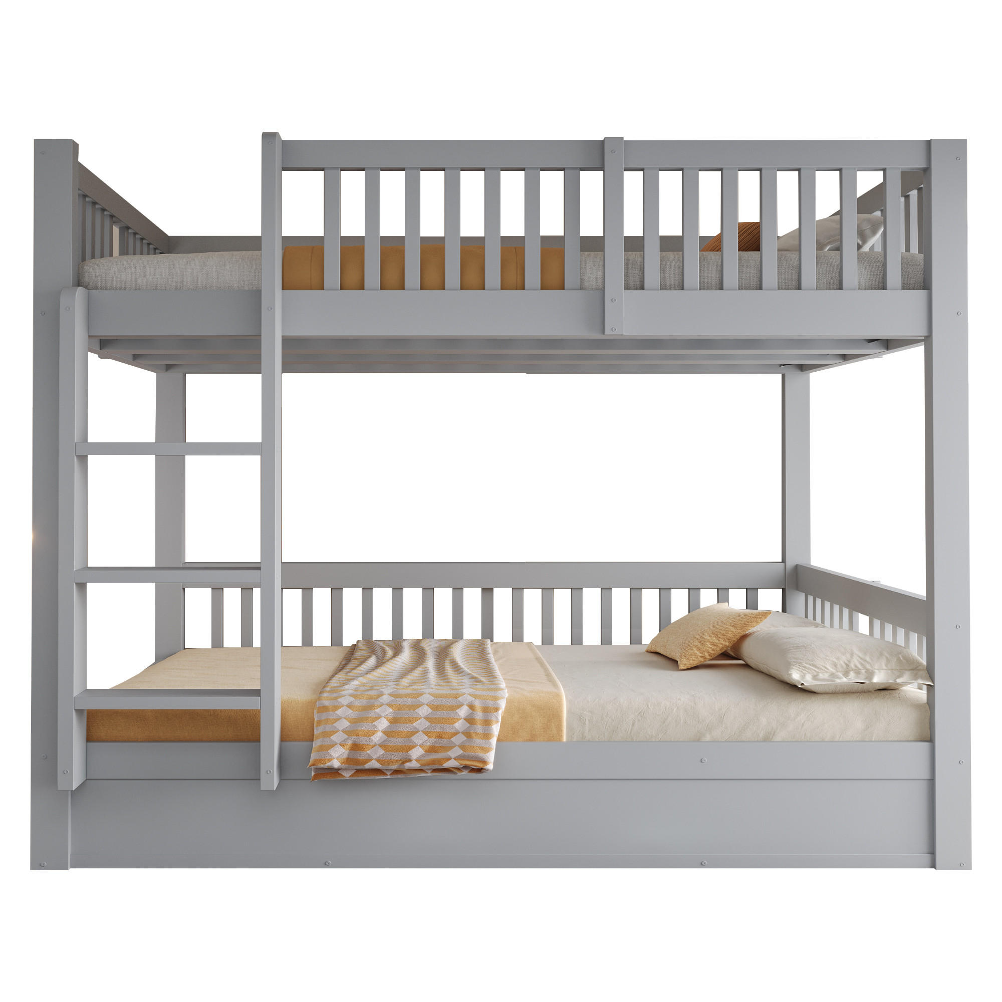 KINDER-ETAGENBETT 140*200 aus Massivholz mit Stauraum, Grau - Grau, Holz (140/200cm) - FLIEKS