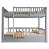 KINDER-ETAGENBETT 140*200 aus Massivholz mit Stauraum, Grau - Grau, Holz (140/200cm) - FLIEKS