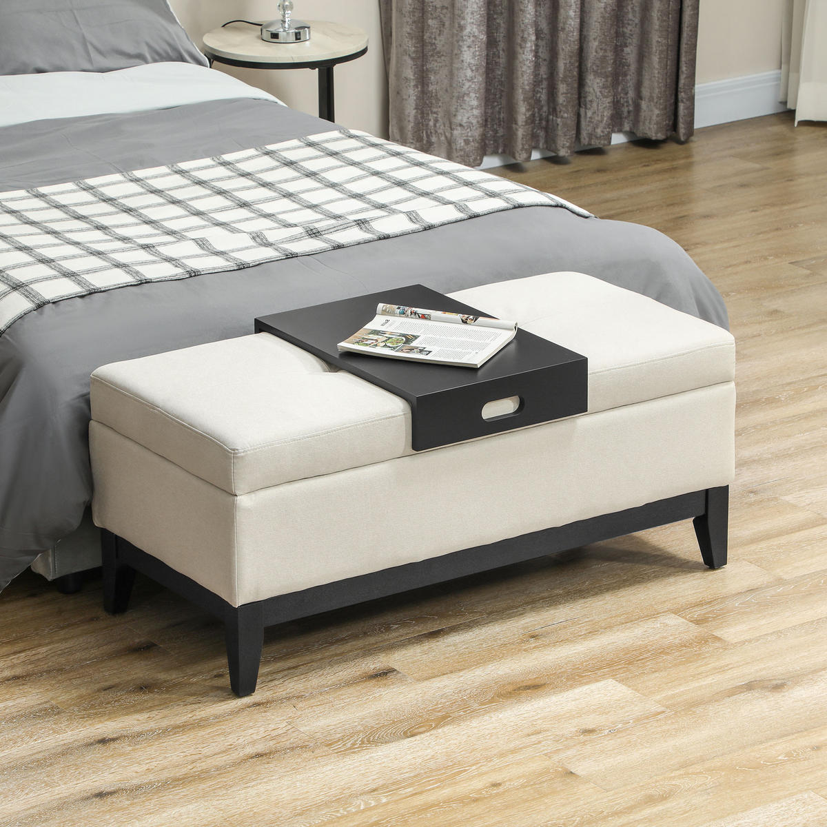 SITZBANK Polsterbank - Creme, Kunststoff (50/44/107cm) - HOMCOM