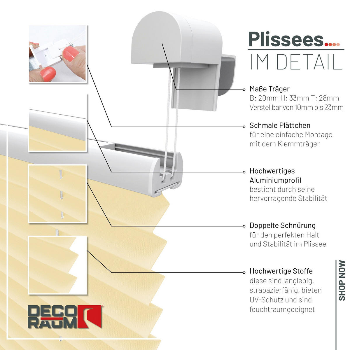 PLISSEE Basic ohne Bohren - Hellgelb, Textil (60/150cm) - Deco-Raum