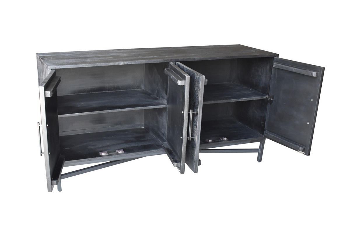 SIDEBOARD aus Holz und Metall 160cm, schwarz - Schwarz, Metall (160/85/45cm) - Giga Meubel