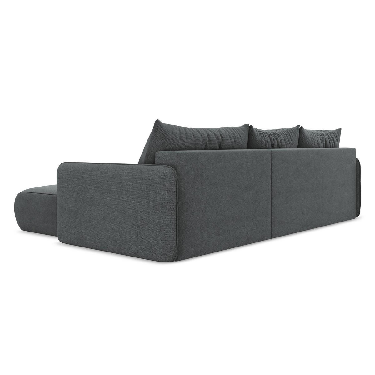 ECKSOFA mit Schlaffunktion Strukturstoff Stoff Grau - Schwarz/Grau, Kunststoff/Textil (240/148cm) - LaMiaSofa
