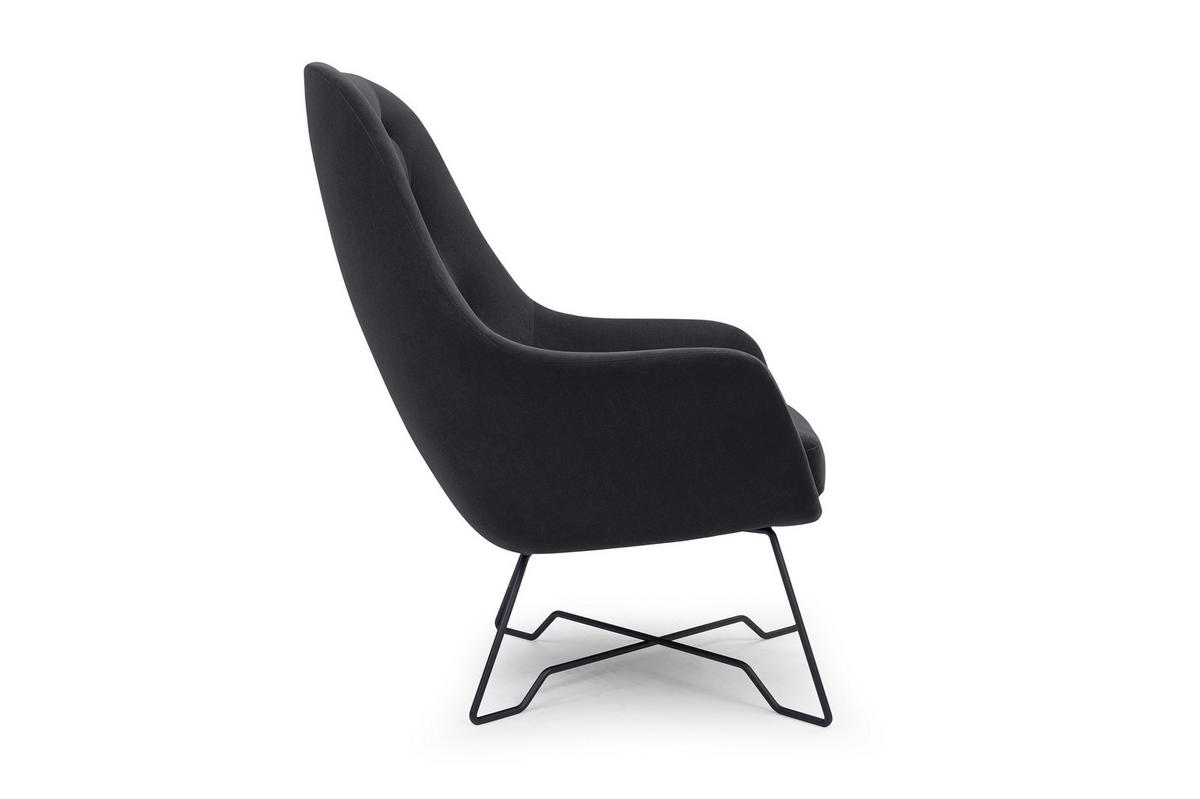 SESSEL SEDUTA, Modern Polstersessel Loungesessel, Velours-Stoff Schwarz - Schwarz, Holz/Metall (72.5/101.5/83cm) - MASSENO