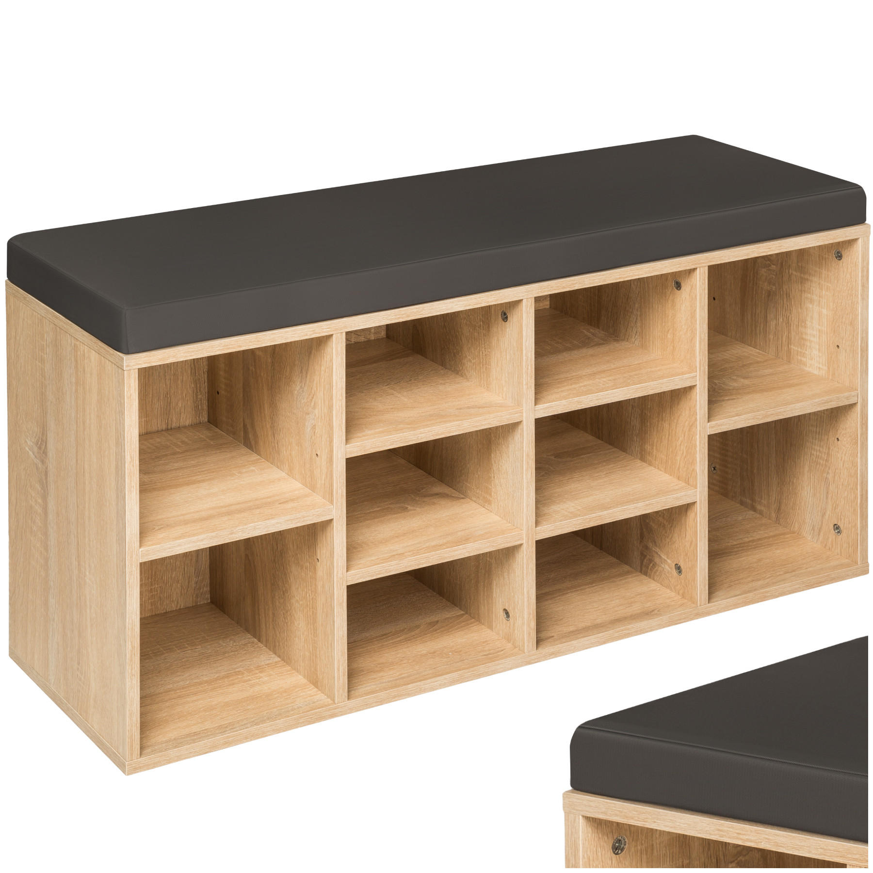 SCHUHSCHRANK Max,103,5 x 48 x 30 cm,dunkelgrau/eiche hell - Dunkelgrau/Eichefarben, Holz (30/48/103.5cm) - tectake