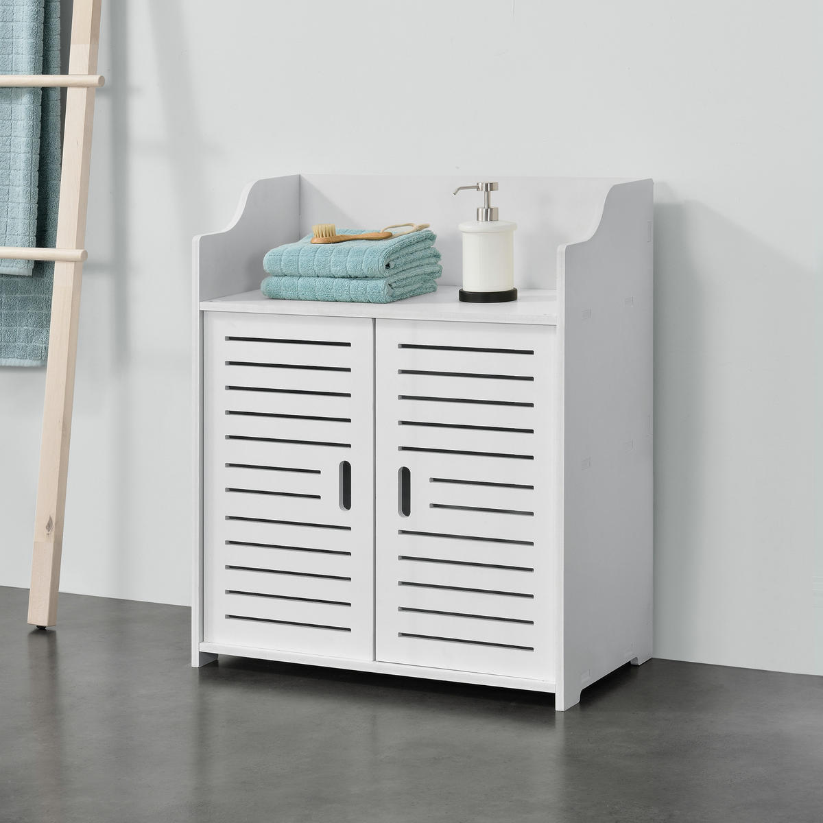 BADEZIMMERSCHRANK Trosa - Weiß, Kunststoff (60/72/32cm) - [en.casa]